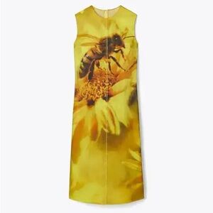 Tory Burch Yellow Bee & Floral Midi Sheath Dress